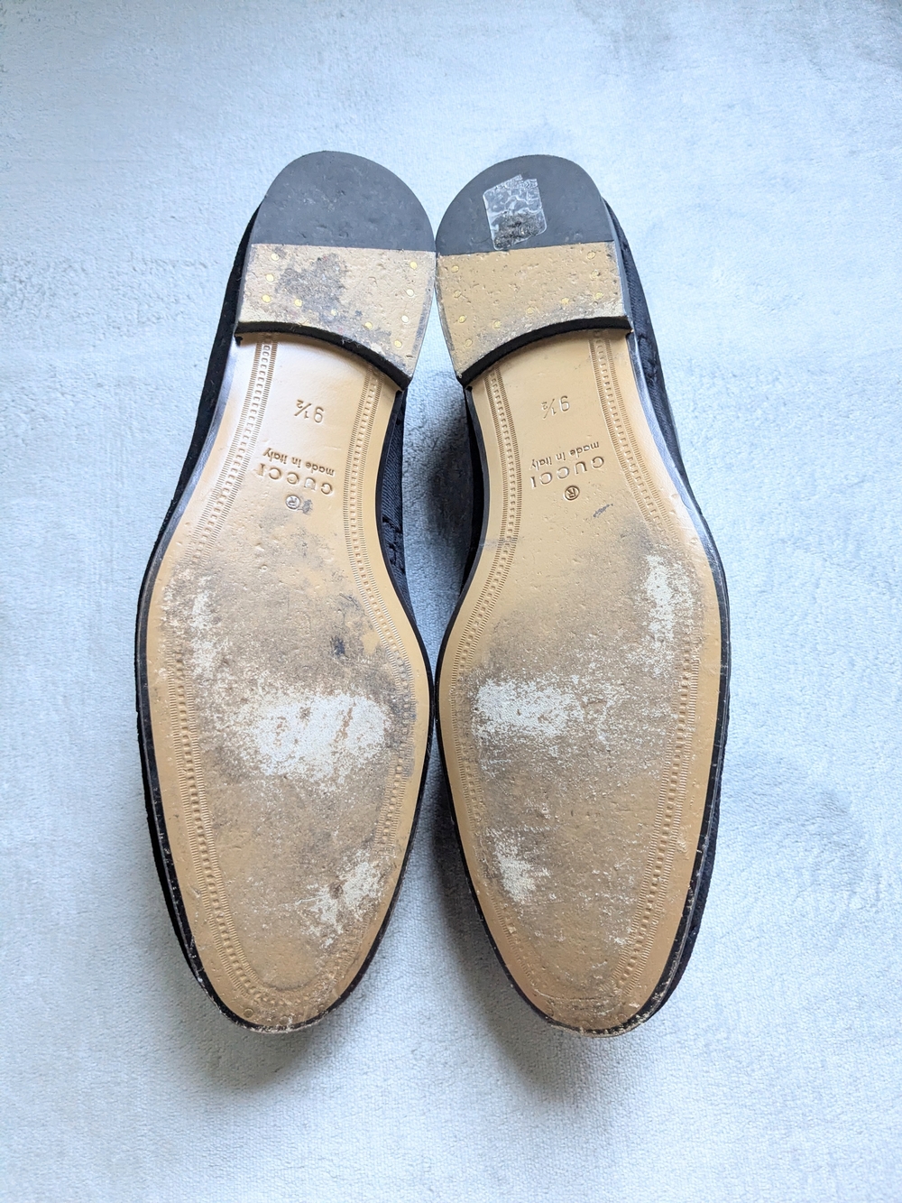 Black Velvet Horsebit Loafers - Luxury Men's Dress Shoes Gucci 10 US Monogram - Picture 11 of 16